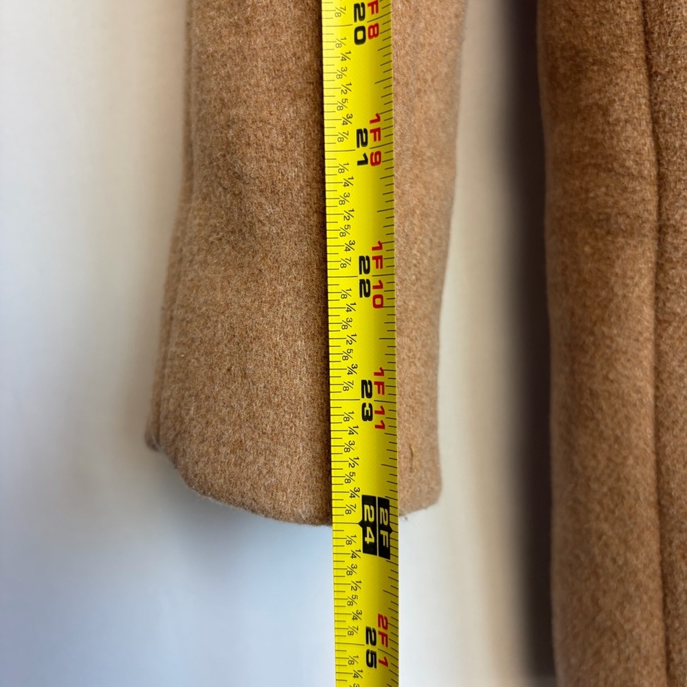 J. Crew City Coat Sz 00 Women Funnel Neck Camel Zip Front Wool Blend Timeless - Picture 6 of 16